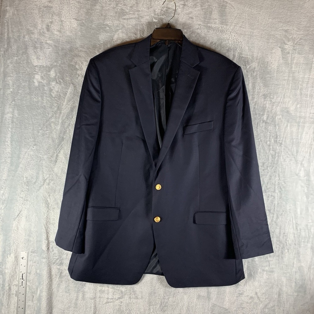 Lauren Ralph Lauren Men's Blazer Sport Coat 46L Navy Blue Gold Buttons 100% Wool